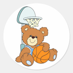 Basketball Teddy Bear Classic Round Sticker