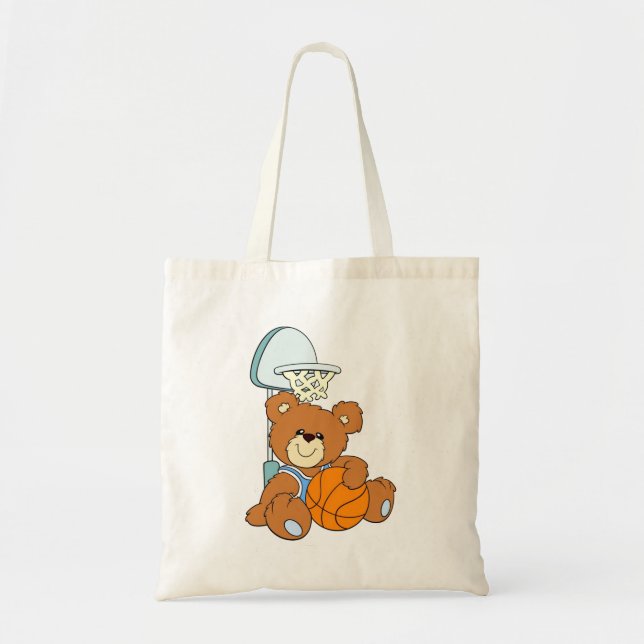 Basketball Teddy Bear Tote Bag (Front)
