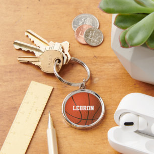 Basketball Texture Personalized Keychain
