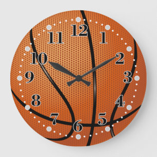 Basketball Texture   Time for Sport Large Clock