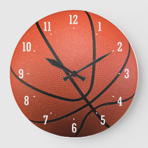 Basketball Texture Time for Sport Large Clock