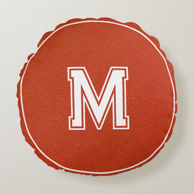 Basketball Textured Sports Round Pillow (Front)