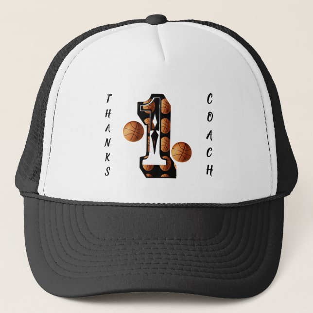 Basketball Thanks Coach Number One, Trucker Hat (Front)