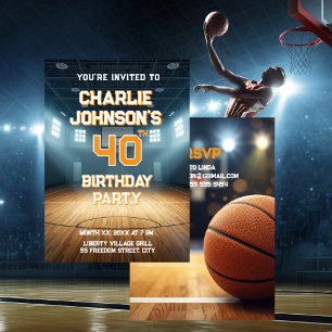Basketball Theme 40th Birthday Party Invitation