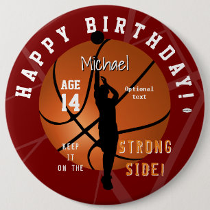 Basketball Theme Birthday ButtonHAMbyWG  6 Inch Round Button