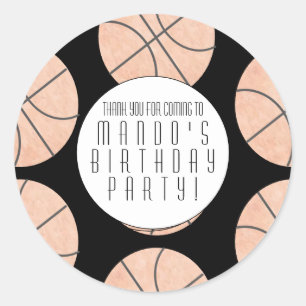 Basketball Theme Sports Birthday Party Any Colour Classic Round Sticker