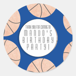 Basketball Theme Sports Birthday Party Any Colour  Classic Round Sticker