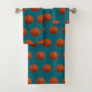 Basketball Theme Teal Bath Towel Set