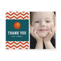 Basketball theme thank you postcard for boys