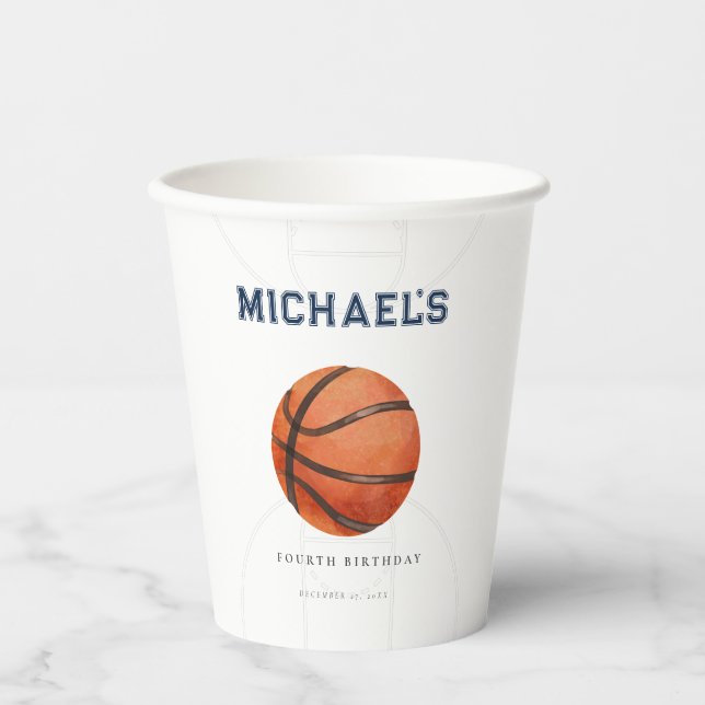 Basketball Themed Birthday Paper Cup (Front)