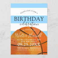 Basketball Themed Birthday Party Teal Invite