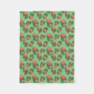 Basketball Themed Pattern Green Fleece Blanket