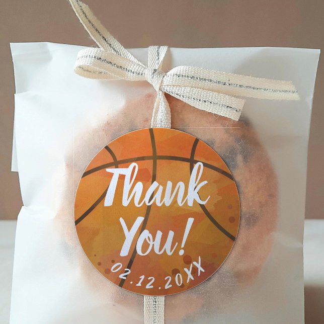 Basketball Themed Thank You Classic Round Sticker (Creator Uploaded)