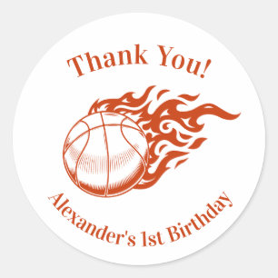 Basketball themed thank you stickers