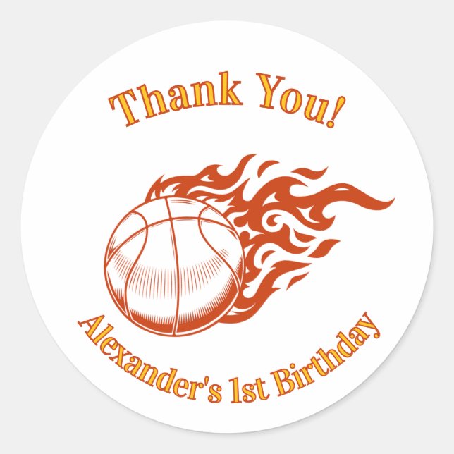 Basketball themed thank you stickers (Devant)