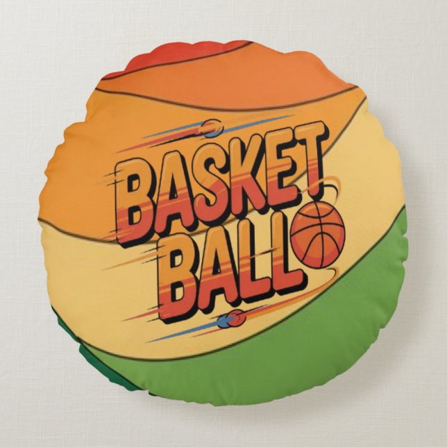 Basketball Thrill Round Pillow (Front)