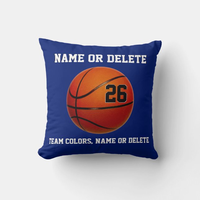 Basketball Throw Pillows Your Colours 3 Text Boxes (Front)
