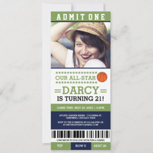 Basketball Ticket Birthday Invites