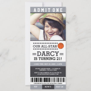 Basketball Ticket Birthday Invites