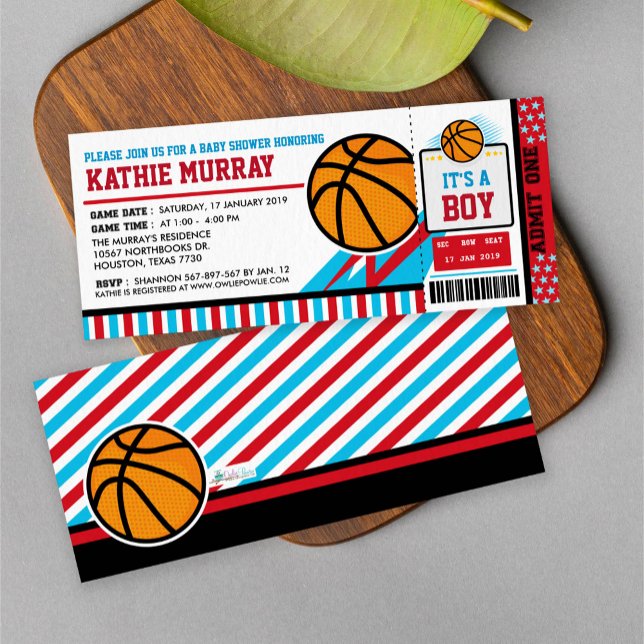 Basketball Ticket Pass Baby Shower Invitation (Creator Uploaded)