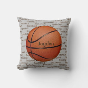 Basketball Tiled Text Throw Pillow