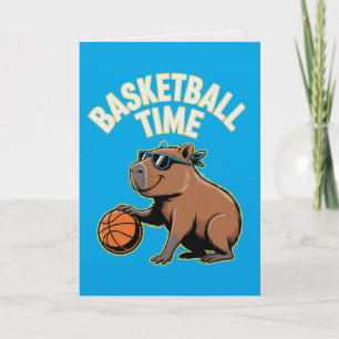 Basketball Time Capybara birthday card