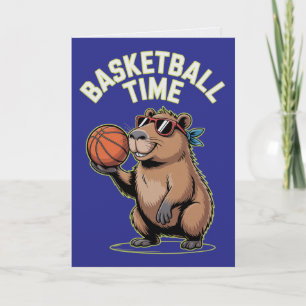 Basketball Time Capybara funny Birthday Card 