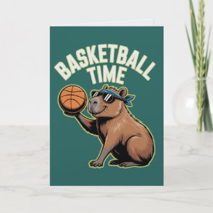 Basketball Time Capybara Sports Birthday Card