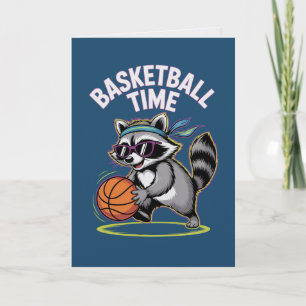 Basketball Time Raccoon Card Funny Sports Birthday