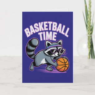 Basketball Time Raccoon Sporty Greeting Card