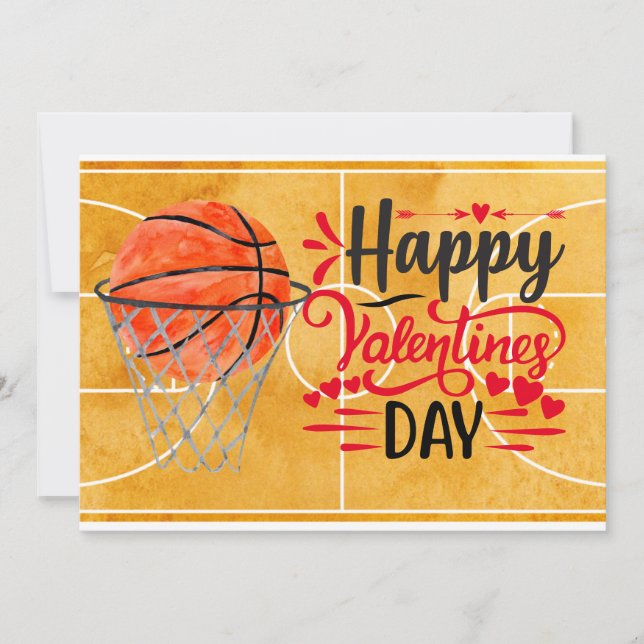 Basketball to Player on Valentine's Day  Holiday Card (Front)