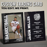 Basketball Trading Card, Basketball Player Card<br><div class="desc">Celebrate your star player with our Silver Edition Custom Basketball Trading Card! Fully customizable with a photo,  stats,  and achievements,  this sleek card is perfect for team gifts,  award ceremonies,  or personal memorabilia.</div>