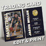 Basketball Trading Card, Basketball Player Card<br><div class="desc">Celebrate your star player with our Gold Edition Custom Basketball Trading Card! Fully customizable with a photo,  stats,  and achievements,  this sleek card is perfect for team gifts,  award ceremonies,  or personal memorabilia.</div>