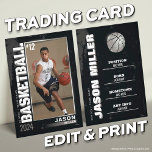 Basketball Trading Card, Basketball Player Card<br><div class="desc">Celebrate your star player with our Silver Edition Custom Basketball Trading Card! Fully customizable with a photo,  stats,  and achievements,  this sleek card is perfect for team gifts,  award ceremonies,  or personal memorabilia.</div>