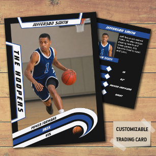 Basketball Trading Card in Lively Blue Black