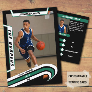 Basketball Trading Card in Lively Green Black