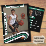 Basketball Trading Card in Lively Green Black<br><div class="desc">Get ready to revolutionize your sports memorabilia collection with our futuristic 'Basketball Trading Card in Lively Green Black.' This isn't just any trading card - it's a customizable masterpiece that brings the excitement of basketball to life in stunning detail. Imagine the thrill of your child unwrapping this sleek card, their...</div>