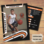 Basketball Trading Card in Lively Orange<br><div class="desc">Step into the future of sports memorabilia with our cutting-edge 'Basketball Trading Card in Lively Orange Black.' This isn't just a trading card; it's a personalized journey into the heart of basketball excitement. Imagine the excitement on your child's face as they unwrap this sleek card, featuring their favourite basketball player...</div>