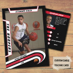 Basketball Trading Card in Lively Red Black<br><div class="desc">Introducing our cutting-edge creation: the 'Basketball Trading Card in Lively Red Black, ' where tradition meets the future in a stunning fusion of style and innovation. With this customizable masterpiece, you have the power to tailor every detail to perfection. Imagine the delight on your son's face as he unwraps this...</div>