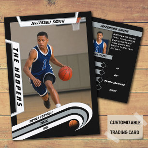 Basketball Trading Card in Lively Silver Black