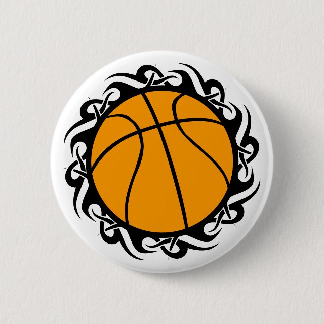 basketball. tribal. 2 inch round button (Front)