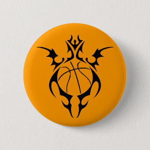 basketball. tribal. 2 inch round button