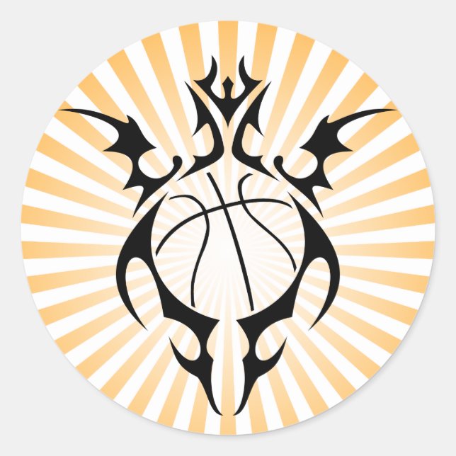 basketball. tribal. classic round sticker (Front)