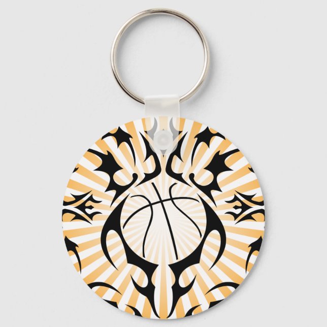 basketball. tribal. keychain (Front)