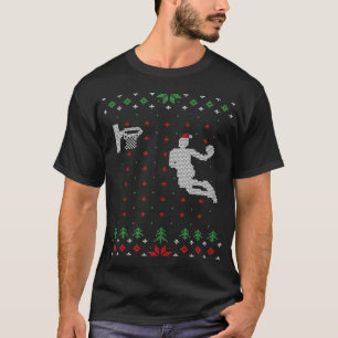 Basketball Ugly Christmas Xmas Funny Santa Dunki T-Shirt