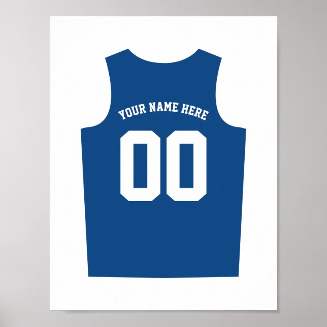 Basketball Uniform Poster Personalize Blue (Front)