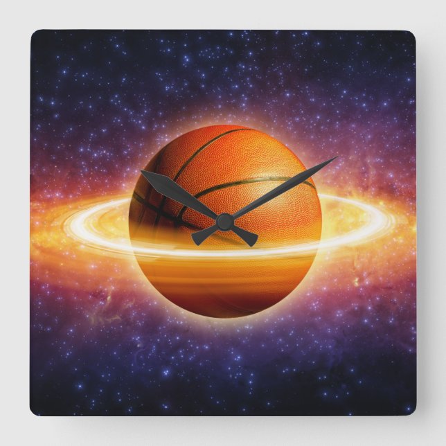 Basketball Universe Sports Carré Mur Horloge (Recto)