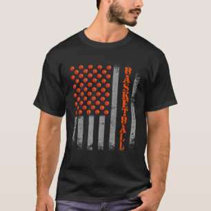 Basketball USA American Flag Men Dad Boys Kids Tea T-Shirt