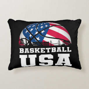 Basketball USA Support the Team Tshirt USA Flag Dr Accent Pillow
