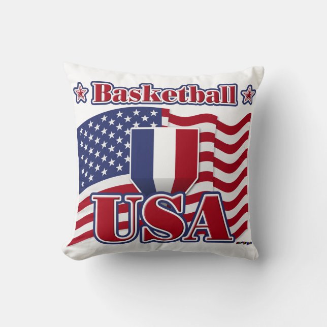 Basketball USA Throw Pillow (Front)